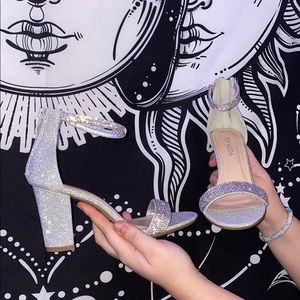 Silver Bejeweled Heels
